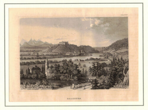 Incisione su rame Salisburgo 1704 vista stampa Austria vintage - Foto 1 di 1