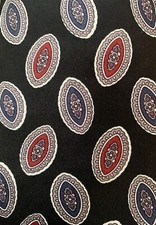 JG Hook Mens Neck Tie 100% Silk Blue , Oval Crests Geometric USA Made