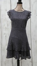 Ann Taylor LOFT Size 2 Gray Lace Short Sleeve Short Dress NEW