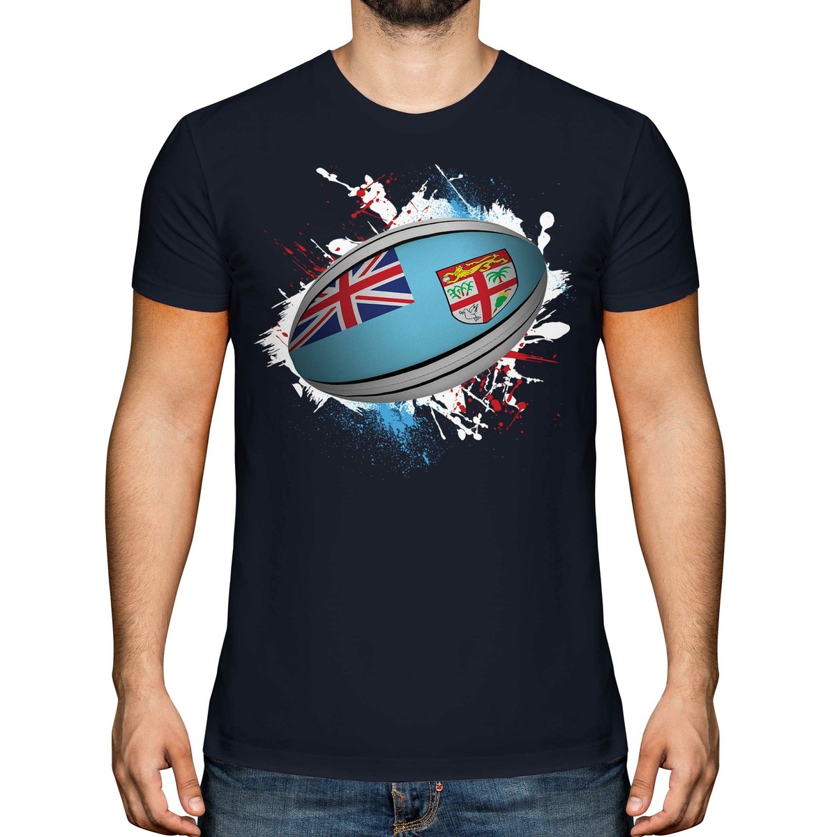 FIJI RUGBY BALL SPLATTER MENS T-SHIRT TEE TOP GIFT WORLD CUP SPORT