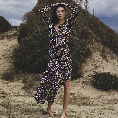 EQUIPMENT Simone Silk Maxi Shirt Dress in Eclipse Multi Floral Print Size  XS | eBay