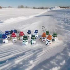 NFL Teams Wood Hand Crafted Snowmen Ornaments (Sold in Sets of 2)