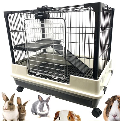 MCAGE Indoor 2-Floors Guinea Pig Rabbit Bunny Ferret Kitten Rolling Cage Hutch House