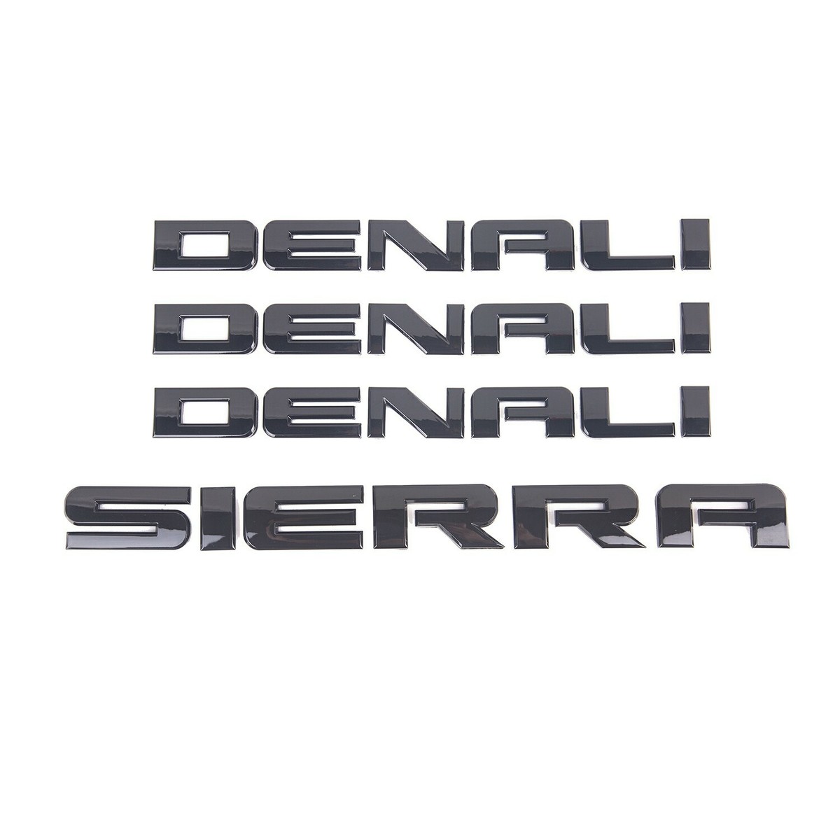 4Pc Gloss Black Door Rear Denali Emblem Kit Badge For 2007-2018 Sierra