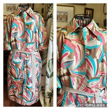 Nine West 100% Silk Shirt Dress Psychedelic Pattern Lined Sz 10?