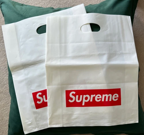 2 x Sac de transport plastique logo boîte suprême 33 cm x 41 cm 13” x 16”