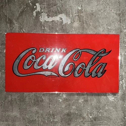 VINTAGE MIRRORED GLASS DRINK COCA - COLA SIGN Used 11 1/2” by 6”