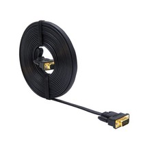 10ft Ultra Thin Flat VGA Cable, Black, 15 Pin Male to Male, SVGA Monitor Wire