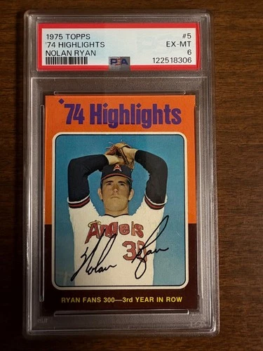 1975 Topps '74 Highlights Nolan Ryan Fans 300 #5 PSA 6 EX-MT