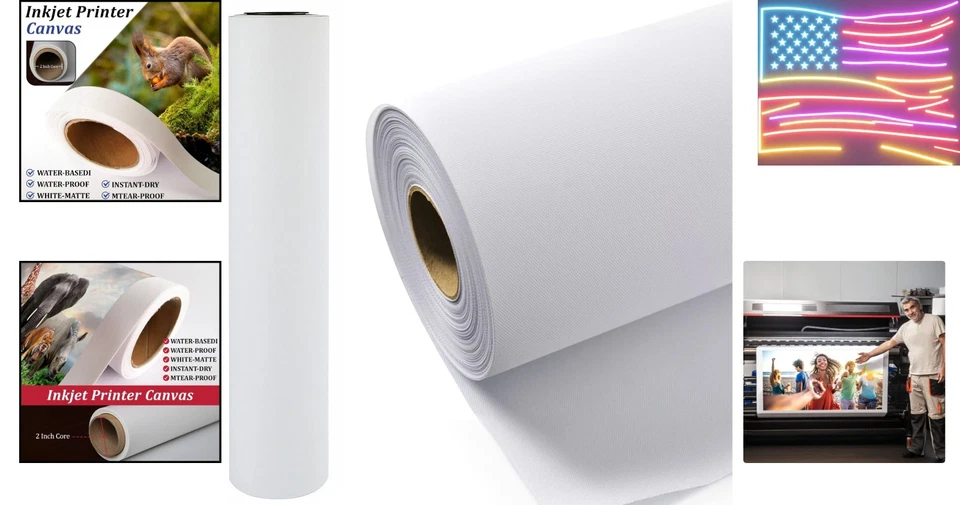 Rollo de papel para lienzo impermeable de secado rápido 24"x100' - Ideal para fotografía y arte Foto 2 de 4
