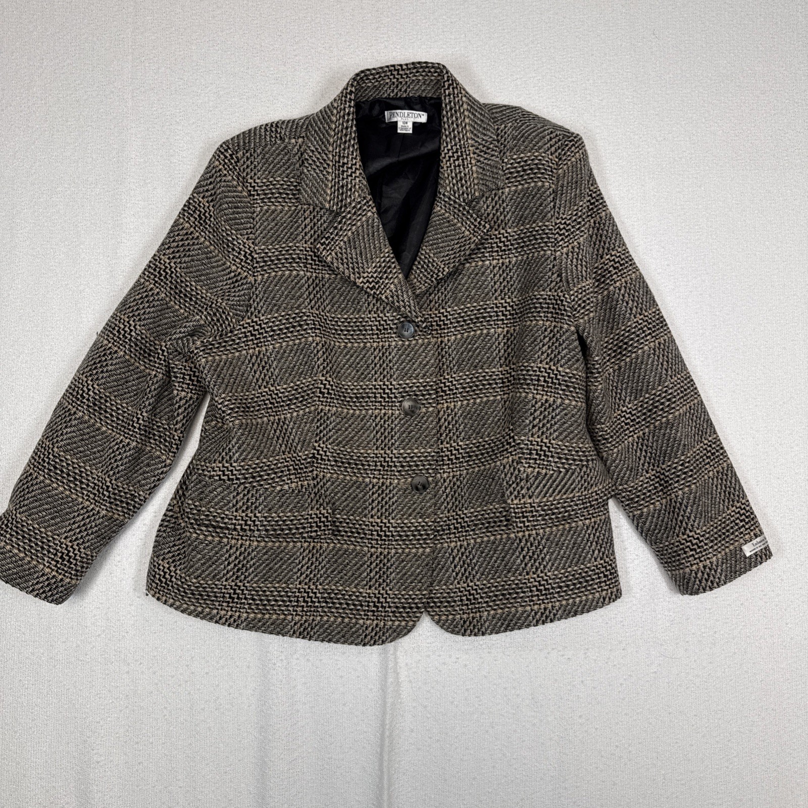 Pendleton Brown Multicolor Blazer Tweed Virgin & … - image 1