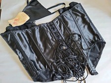 Vintage Empire Intimates Size 36 Underbust Corset Black Laced W Thong Set Button