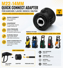 M22 Adapter High Pressure Washer Hose Connector Converter Power Washer Outlet UK