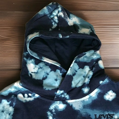 Levi's Boys Hoodie Pullover Blue Tie Dye Front Pouch Pocket Relaxed Sz 6 Levis - Picture 3 of 12