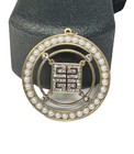 Vintage Givenchy Logo Large Crystal Pearl Necklace Pendant — photo 4
