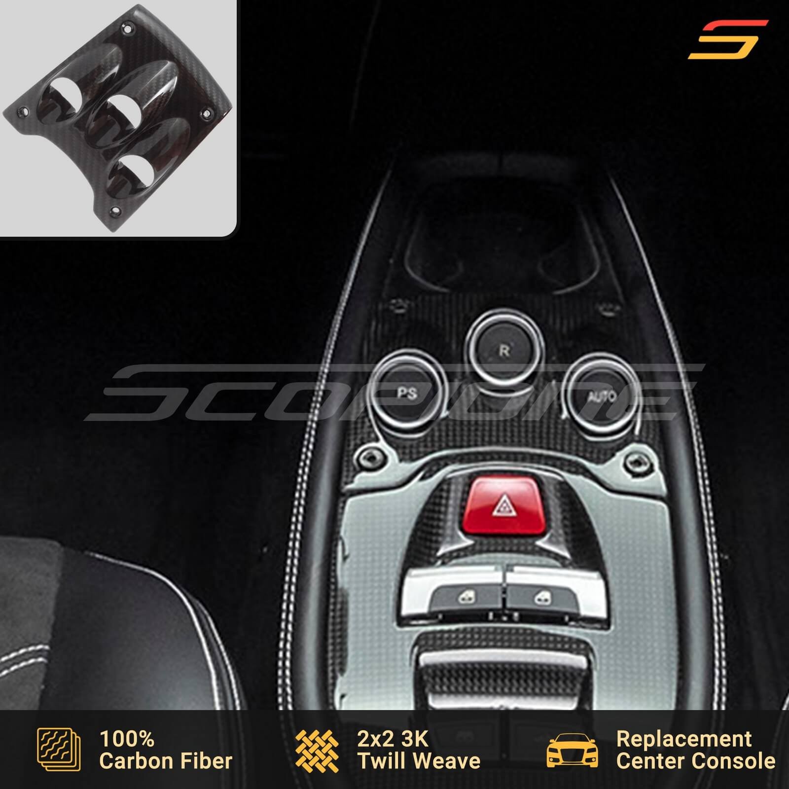 Scopione Carbon Fiber Console F1 Gearbox Control Trim for Ferrari 458 Italia