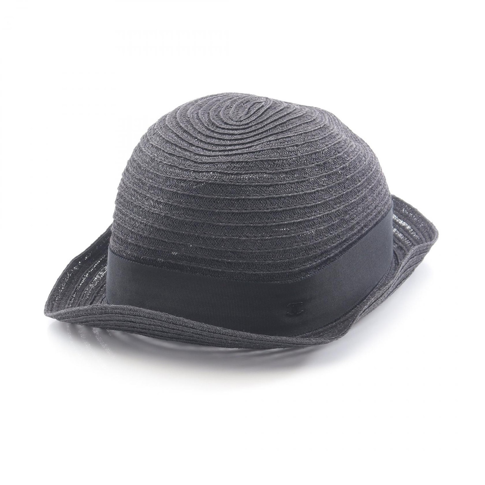 CHANEL Cocomark Hat Fabric/Cotton Black