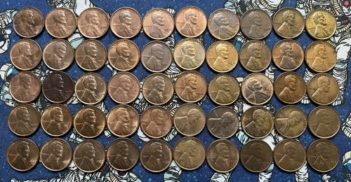1934 - 1939 AU+++ Lincoln Wheat Cent Roll Nice Lot Of Coins Free Shipping
