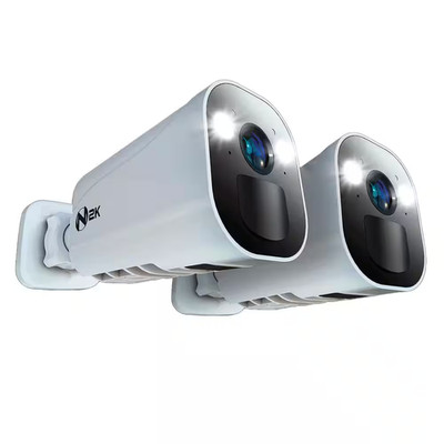 Battery 2K Indoor/Outdoor Battery Operated White Bullet Spotlight Security Camer