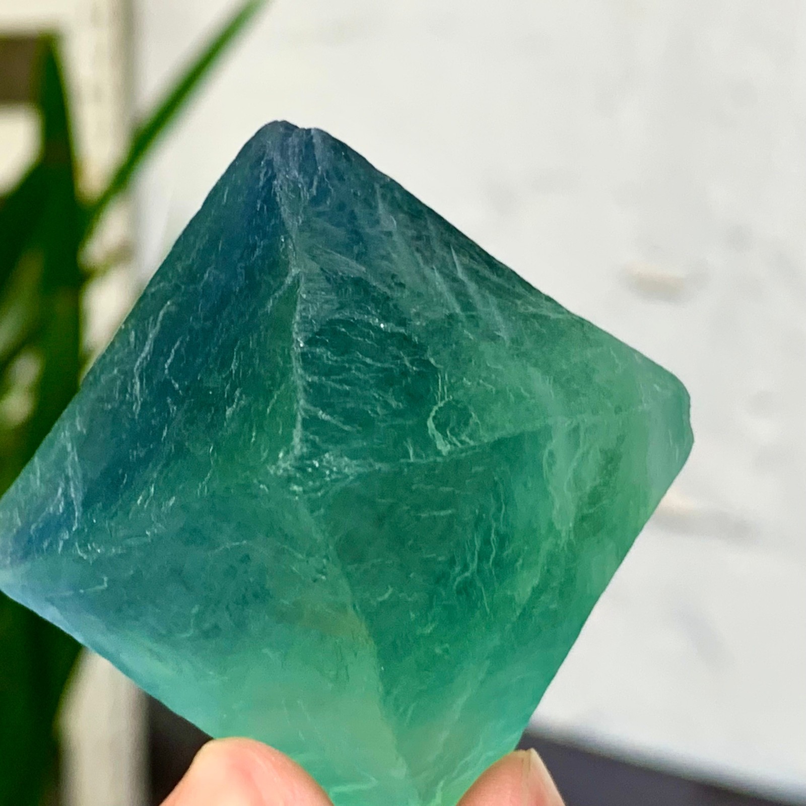 27G Natural Blue Green Fluorite Octahedron Crystal for Healing and Energy