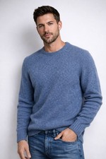 Ash  Erie Men  s Merino Wool Cashmere Crewneck Sweater Blue Gray Size L Soft