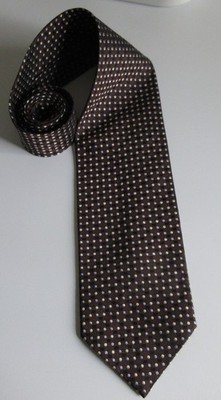 Enrico Venturi Italy Men's Neck Tie Silk Brown Black White Blue Dots 4  Wide 57