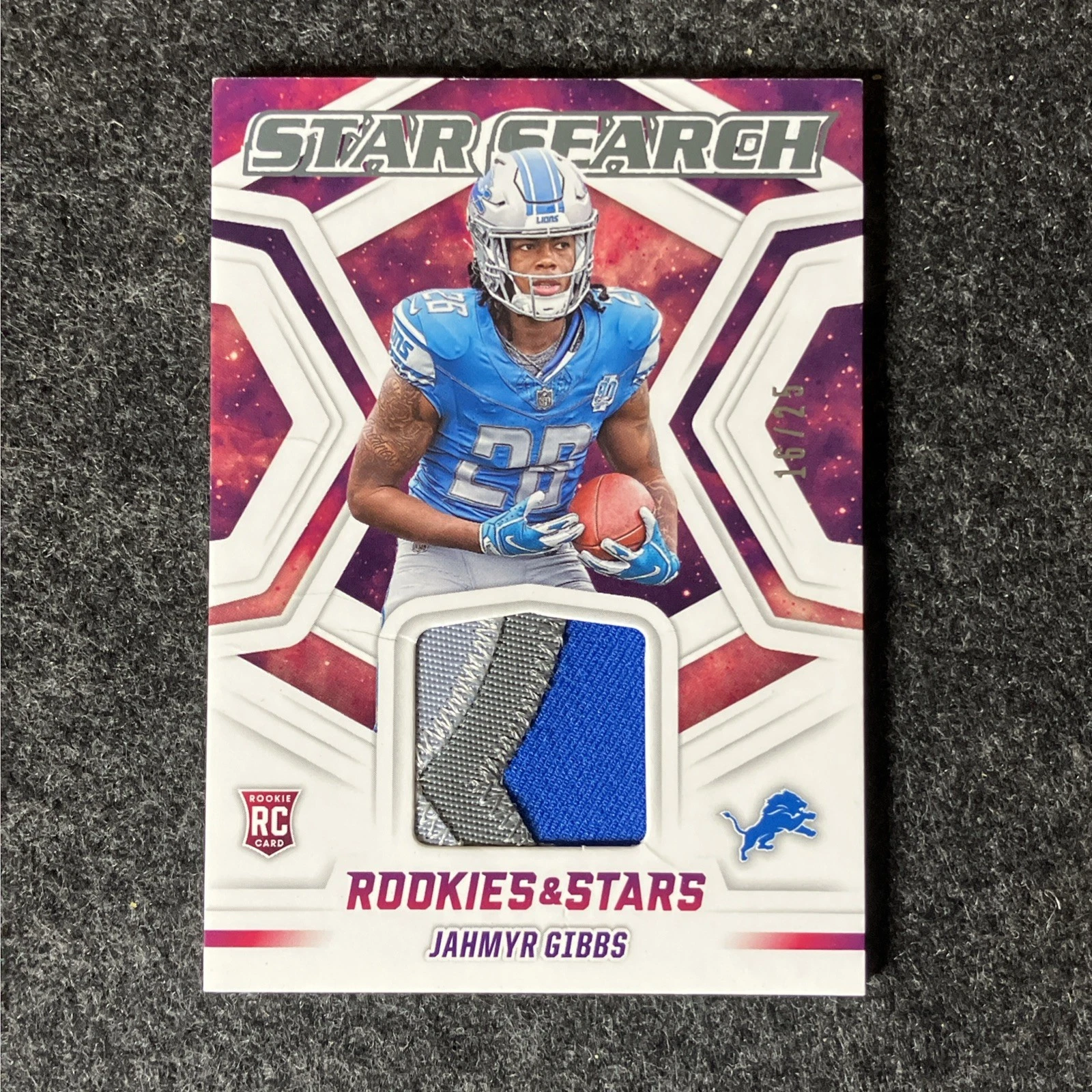 Jahmyr Gibbs Panini Rookies & Stars Star Search Relics #SSJG Prime