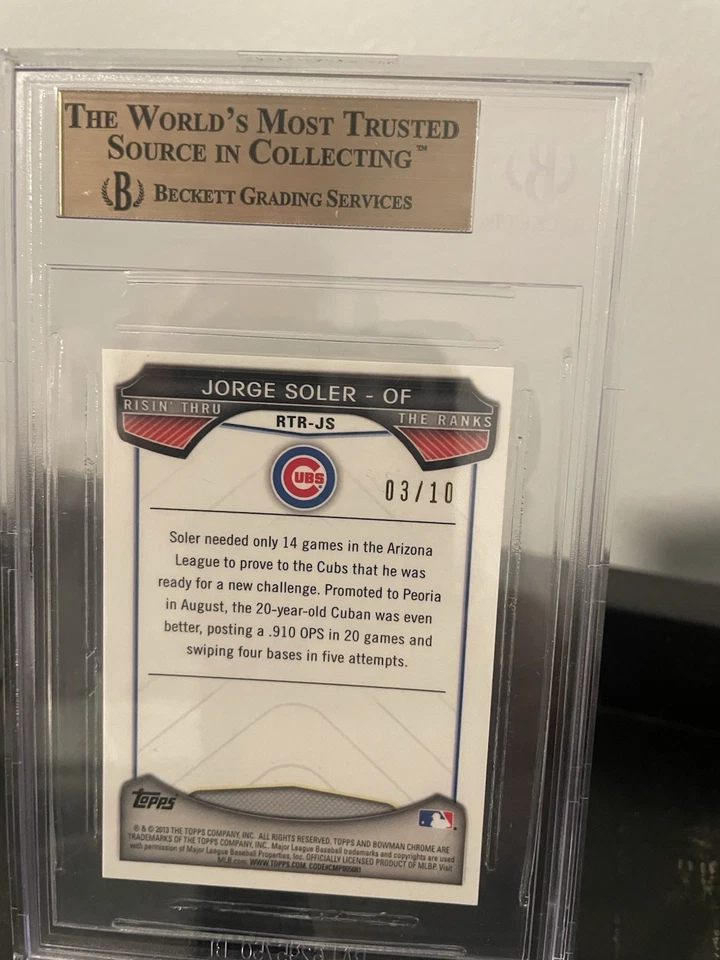 Bowman Chrome 3/10 Jorge Soler 2013 mini refractor negro raro radiocontrol Beckett 9,5 Foto 3 de 3