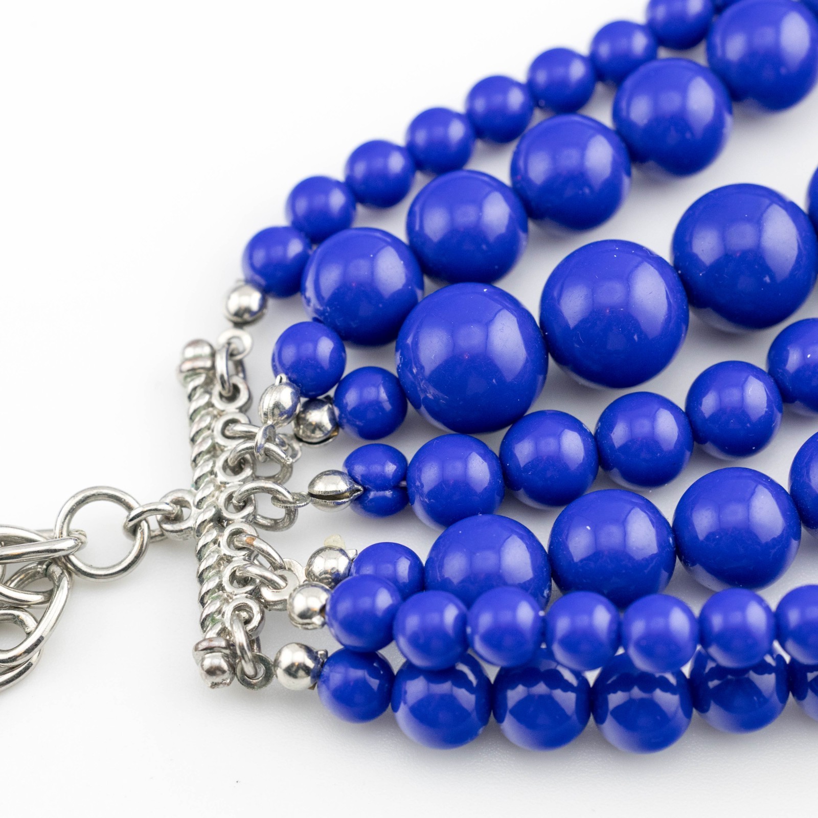 Multi-Strand Statement Necklace Blue Acrylic Bead… - image 8