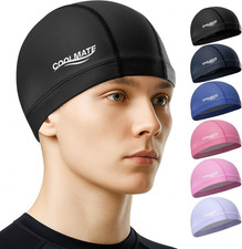 Fabric Swim Cap for Adult Women Men, Silicone Waterproof Layer, Cloth Swim Cap G