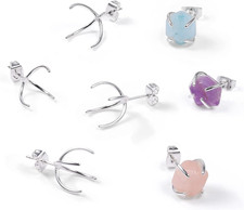 3 Pairs Sterling Silver Stud Post Claw Earring Blanks Handmade Earrings Wire DIY