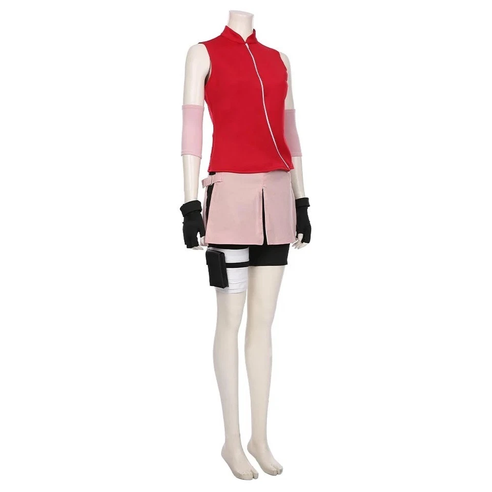 Naruto Shippuden Cosplay Haruno Sakura Complete Set Ninja Costume Cosplay Outfit - Image 4 of 4