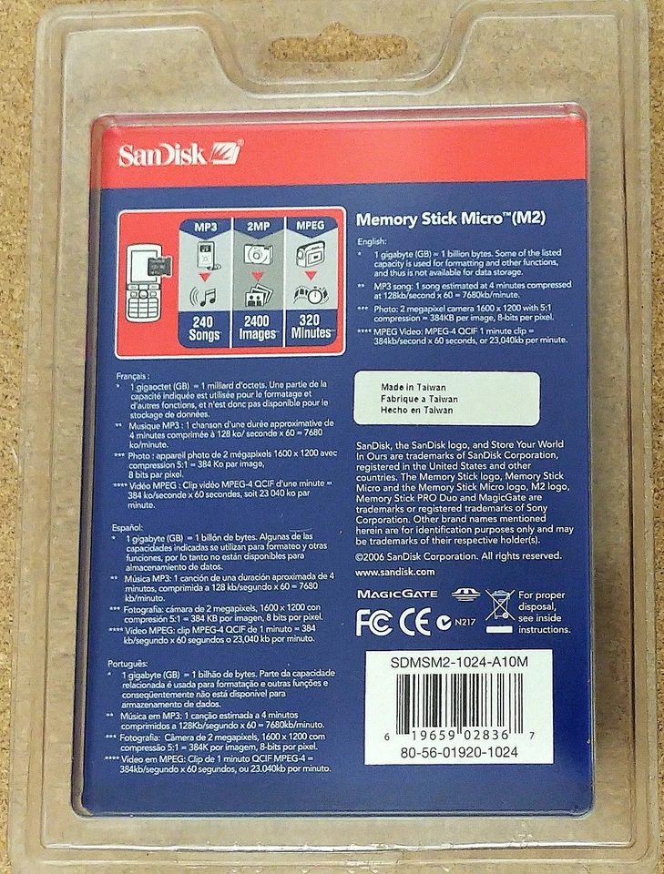 Orginal Sandisk 1GB M2 Memory Sticks Micro, Sealed Blister Pack. For Sony. - Image 3 of 3