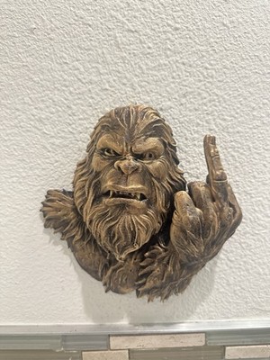 Hand Painted Bigfoot Sasquatch Wall Mount Rude Middle finger Man Cave Wall Decor