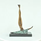 Art Deco Style Statue Sculpture Dancer Acrobat Sexy Modern Style Bronze Signed