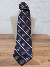 Pure Silk Navy Blue Striped Crest Patrick Francis NeckTie