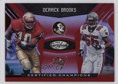 2018 Certified Champions Mirror Red 65/99 Derrick Brooks #5 HOF 8o0