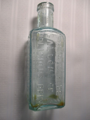 Antique Embossed Aqua Glass Bottle Hire's Root Beer Extract Philadelphia 4 1/2''