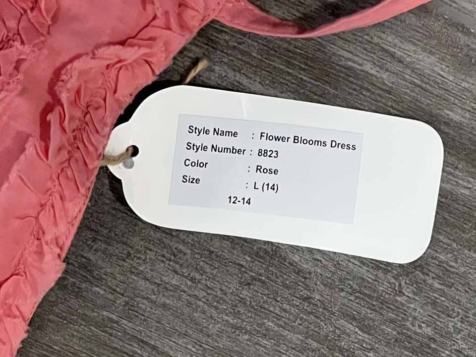 NWT MIMI & MAGGIE Sz 12-14 Pink Ruffle Flower Summer Lined Dress 12 14 NEW - Image 4 of 4