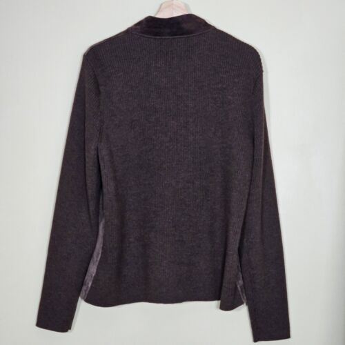 Pendleton Jacket Womens L Tall Brown Suede Leather Merino Wool Full Zip Pockets - Picture 15 of 15