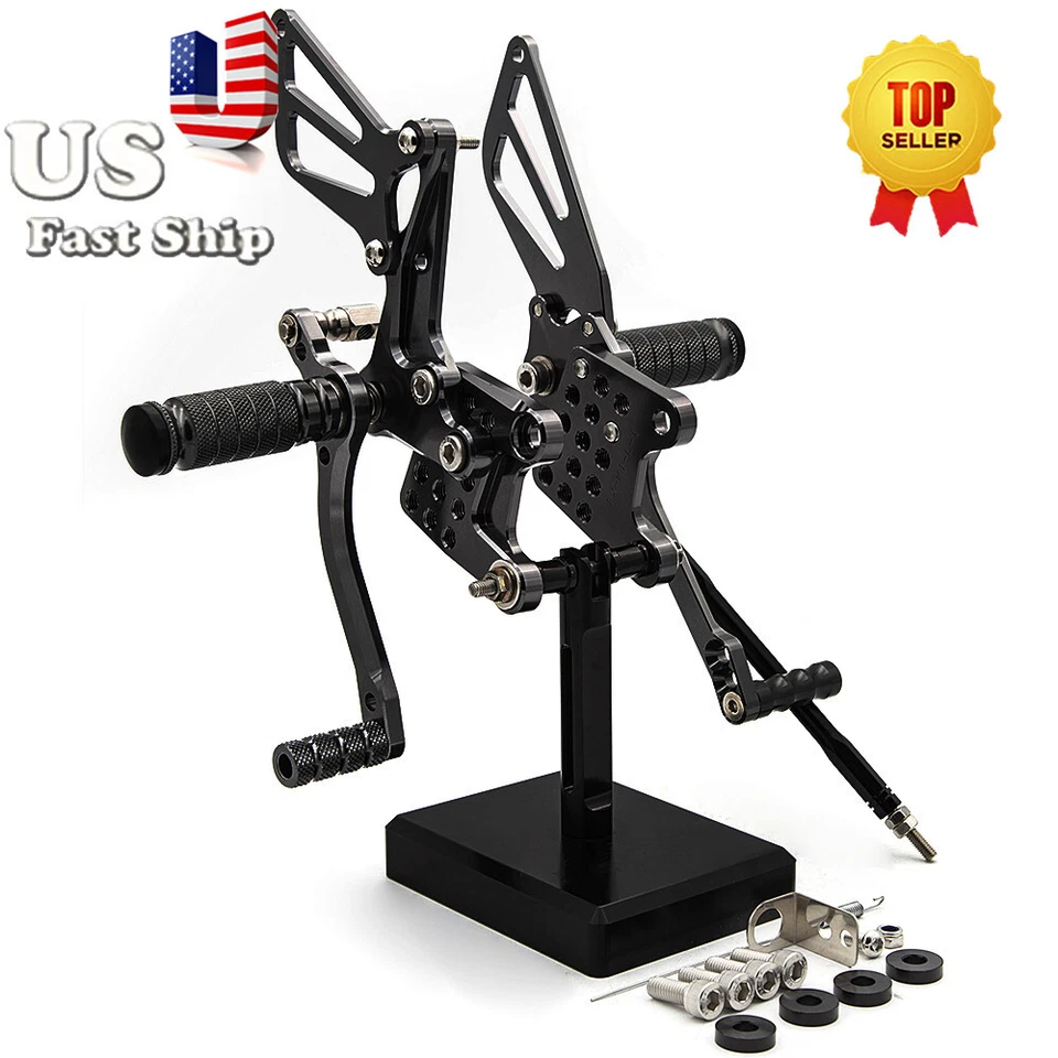 Compatível com Suzuki GSXR750 GP Shift 1996-2005 CNC preto conjunto traseiro pedal de pegadas - Imagem 2 de 4