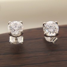 Solitaire Wedding Stud Earrings Gift 2 Ct Round Cut Simulated Diamond 925 Silver