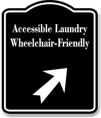 Accessible Laundry 45 degree Up Right Arrow BLACK Aluminum Composite Sign