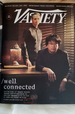 VARIETY MAGAZINE NOVEMBER 2019 PARASITE BONG JOON HO FROZEN QUEENS IDINA MENZEL