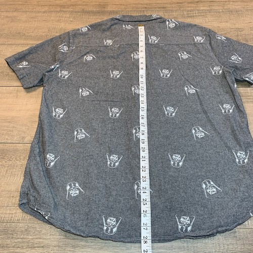Star Wars Mens Size Large Short Sleeve button Down Shirt Gray Darth Vader B3 - 第 16/17 張圖片