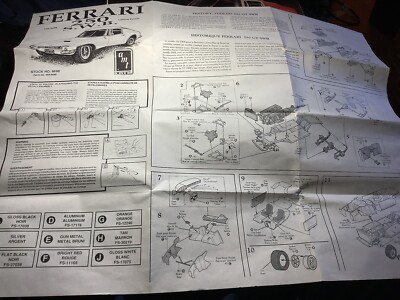 1/24 scale model kit Amt Ferrari 250 GT S.W.B. Instructions Great