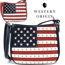 US Flag Stars and Stripes Crossbody Shoulder Bag USA Patriotic Women Carry Purse