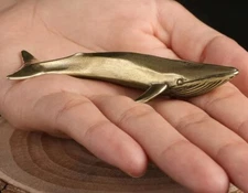 Brass Blue Whale Animal Figurine Small Statue Table Office Home Decoration Gifts
