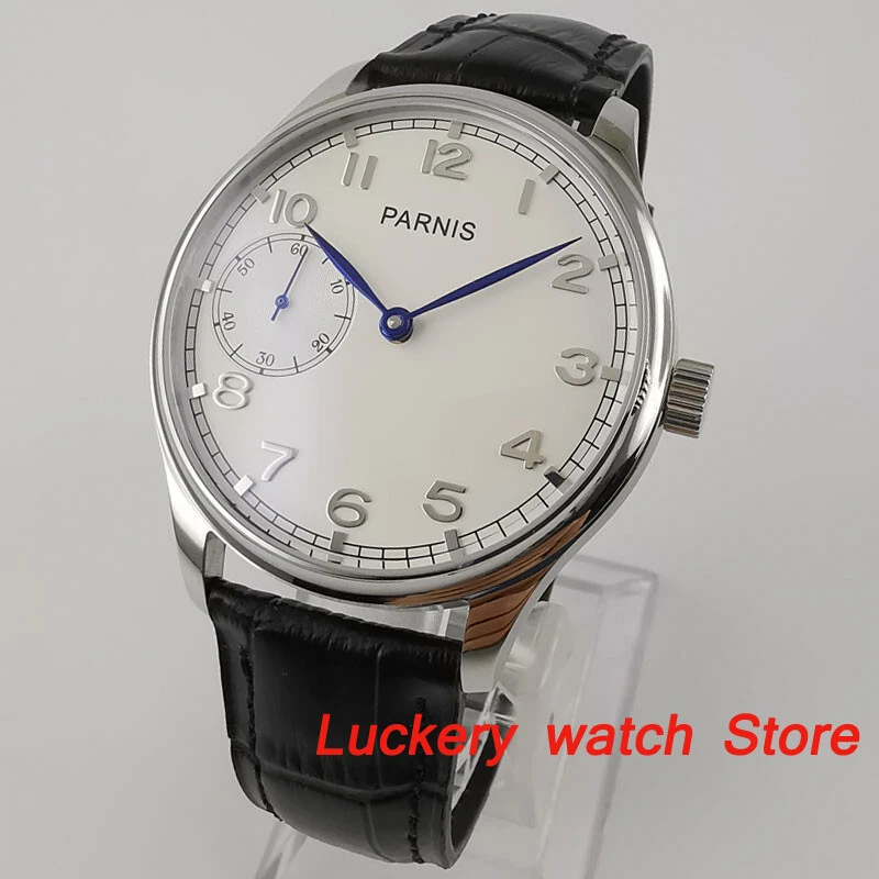 Parnis 44mm Men watch white dial 6497 Manual movements luxury