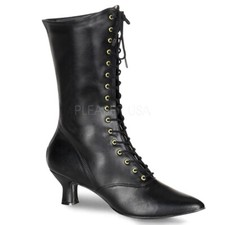 VIC120/B/PU Women's Old Fashioned Era Black Victorian Period Costume Calf Boots